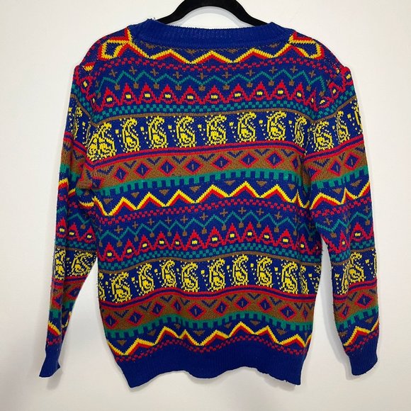 Colorful Geometric Pattern Oversized Pullover Sweater - Picture 5 of 5